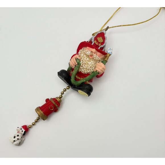 Vintage Firefighter Santa Claus Christmas Tree Ornament Dalmatian Fire Hydrant - Picture 7 of 7